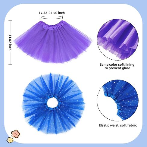 Zando Sparkle Tutu for Toddler Girls Kids 3 Layers 2-8 Years Halloween Princess Birthday Elastic Puffy Tulle Dance Skirt in Saudi Arabia