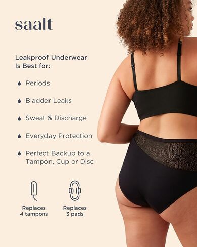 saalt Lace High Waisted Period Underwear – Leakproof, Silky Soft, Recycled Fabric, Full Coverage in Saudi Arabia