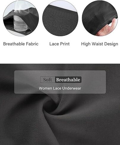 Women's Lace Trim High Waisted Cotton Underwear Full Coverage Ladies Panties Tummy Control Briefs 4 Pack in Saudi Arabia