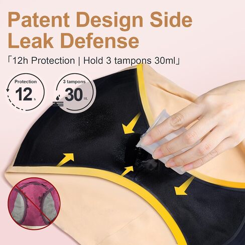 Tovii Super Leakproof Visual ملابس داخلية للنساء التدفق الثقيل - سراويل بيكيني بسلاسة 5 عبوات in Kuwait