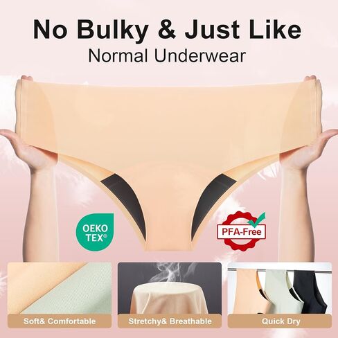 Tovii Super Leakproof Visual ملابس داخلية للنساء التدفق الثقيل - سراويل بيكيني بسلاسة 5 عبوات in Kuwait