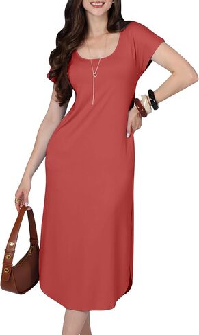 KOH KOH Womens 2025 Long Casual Pockets Loose Comfy Cap Sleeve Comfy Midi Dress in Saudi Arabia