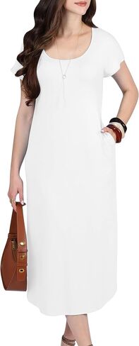 KOH KOH Womens 2025 Long Casual Pockets Loose Comfy Cap Sleeve Comfy Midi Dress in Saudi Arabia