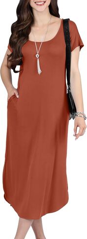 KOH KOH Womens 2025 Long Casual Pockets Loose Comfy Cap Sleeve Comfy Midi Dress in Saudi Arabia