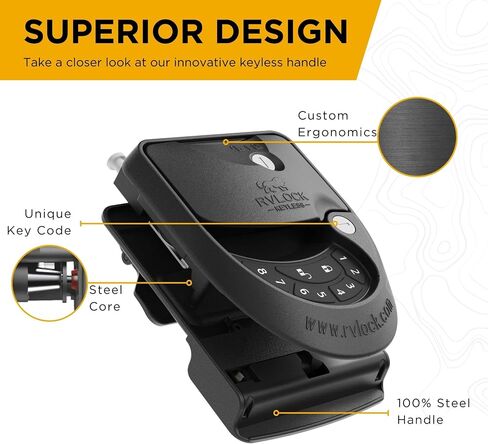 RVLock Class C Charter Keyless Entry Keypad and Handle with Fob, All Metal RV Door Lock and Latch Replacement Kit, Upgraded Silicone Keypad for Class C and A Motorhomes, Fits openings 4.5 x 3.5 Inches in Saudi Arabia