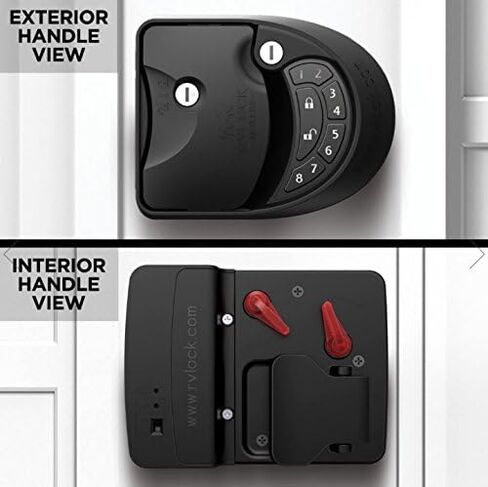 RVLock Class C Charter Keyless Entry Keypad and Handle with Fob, All Metal RV Door Lock and Latch Replacement Kit, Upgraded Silicone Keypad for Class C and A Motorhomes, Fits openings 4.5 x 3.5 Inches in Saudi Arabia