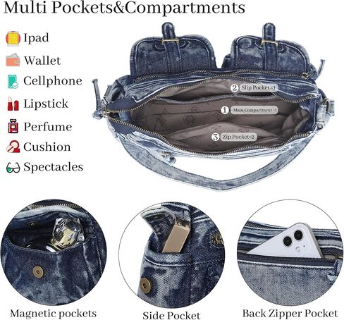 Angel Kiss Hobo Purses for Women Crossbody Shoulder Bag Ladies Multi Pocket Handbags with Adjustable Shoulder Strap in Kuwait