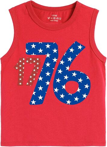 Boys Girls 4th of July Tank Tops Kids American Flag Patriotic Independence Day Shirts Sleeveless Cotton Tops 3-10T in Kuwait