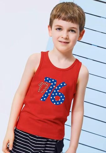 Boys Girls 4th of July Tank Tops Kids American Flag Patriotic Independence Day Shirts Sleeveless Cotton Tops 3-10T in Kuwait