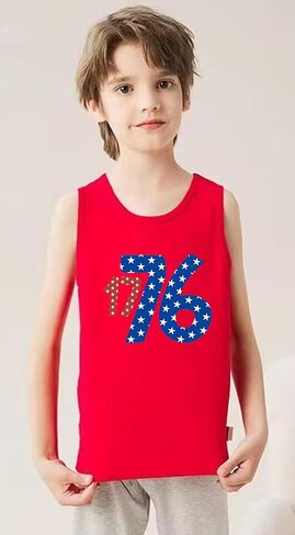 Boys Girls 4th of July Tank Tops Kids American Flag Patriotic Independence Day Shirts Sleeveless Cotton Tops 3-10T in Kuwait