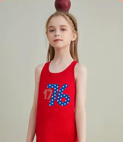 Boys Girls 4th of July Tank Tops Kids American Flag Patriotic Independence Day Shirts Sleeveless Cotton Tops 3-10T in Kuwait