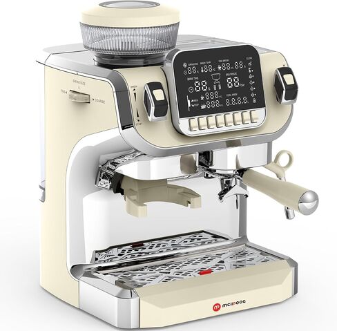 Mcilpoog AC510 15Bar Semi Automatic Espresso Machine With Grinder & Steam Wand,3-in-1 Compact Espresso Coffee Maker With 28 oz Removable Water Tank for Cappuccino or Latte, Gift for Dad, Mom or Wife in Saudi Arabia