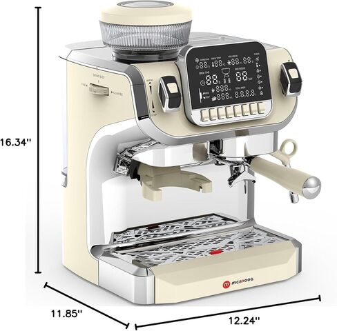 Mcilpoog AC510 15Bar Semi Automatic Espresso Machine With Grinder & Steam Wand,3-in-1 Compact Espresso Coffee Maker With 28 oz Removable Water Tank for Cappuccino or Latte, Gift for Dad, Mom or Wife in Saudi Arabia