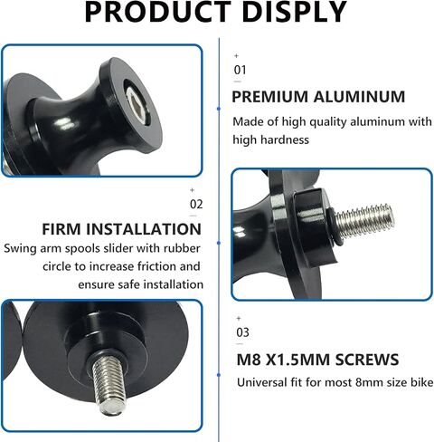 2pcs M8 X1.5 Motorcycle Swing Arm Spools Sliders CNC 8mm Swingarm Stand Screw Replacement for Ninja 650 400 1000 CBR1000RR CBR600RR GSXR750 GSXR1000 S1000RR Z900 ZX10R ZX6R（Red) in Saudi Arabia