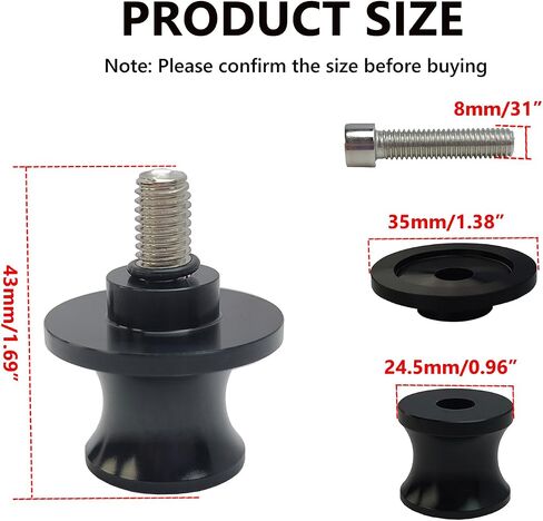 2pcs M8 X1.5 Motorcycle Swing Arm Spools Sliders CNC 8mm Swingarm Stand Screw Replacement for Ninja 650 400 1000 CBR1000RR CBR600RR GSXR750 GSXR1000 S1000RR Z900 ZX10R ZX6R（Red) in Saudi Arabia