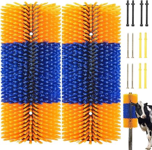 Livestock Scratching Brush Cow Scratcher Brush Full Massage Bush Kit Grooming Brush Animal Scratchers Itch Relief for Soft Touch Suitable for Livestocks Cow,Cattle,Horse,Goat,Sheep,Pig(With Screws) in Saudi Arabia