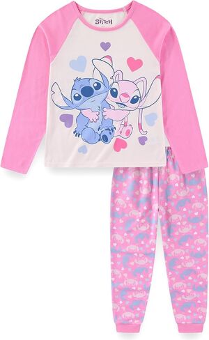 Disney Lilo & Stitch Girls 2 Piece Long Sleeve Shirt and French Terry Pants Set for Big Kids in Kuwait