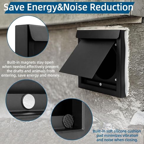 4 Inch Dryer Vent Cover Outdoor Dryer Wall Vent Cap for House, Fits 4" Exhaust Duct, Steel Outdoor Exterior Bathroom Exhaust and Dryer Vent Cover, Black Exterior Dryer Vent Cover Outside in Saudi Arabia