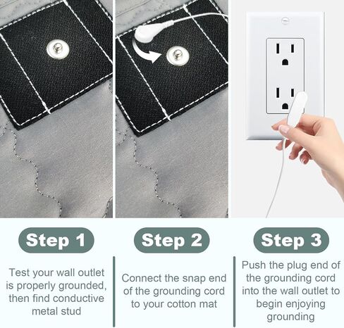 Grounding Mat Cotton Grounded Pad Silver Fiber Earth Connected Mat for Bed (35"x 50",Grey) Improves Sleep, Promotes Circulation in Kuwait