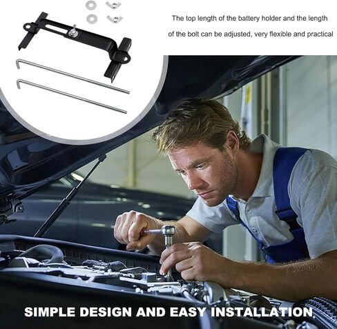 Adjustable Battery Hold Down Bracket, Universal Car Battery Tie Down Holder with J Blot, High Strength Battery Crossbar Auto Battery Fixing Holder for Car SUV Truck (10.63 inches) in Saudi Arabia