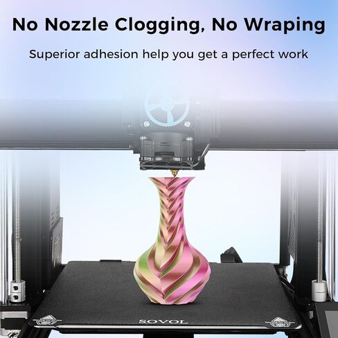 Sovol 3D Printer Silk Shiny Multicolored Fast Change Rainbow PLA 1kg (2.2 lbs) Spool 3D Printing Materials, Dimensional Accuracy +/- 0.03 mm, 1.75 mm, Purple Rainbow (5 Colors) in Kuwait