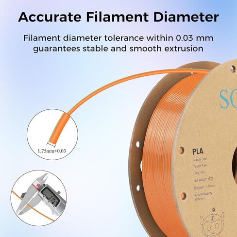 Sovol 3D Printer Silk Shiny Multicolored Fast Change Rainbow PLA 1kg (2.2 lbs) Spool 3D Printing Materials, Dimensional Accuracy +/- 0.03 mm, 1.75 mm, Purple Rainbow (5 Colors) in Kuwait