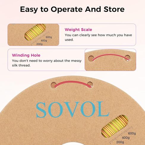 Sovol 3D Printer Silk Shiny Multicolored Fast Change Rainbow PLA 1kg (2.2 lbs) Spool 3D Printing Materials, Dimensional Accuracy +/- 0.03 mm, 1.75 mm, Purple Rainbow (5 Colors) in Kuwait