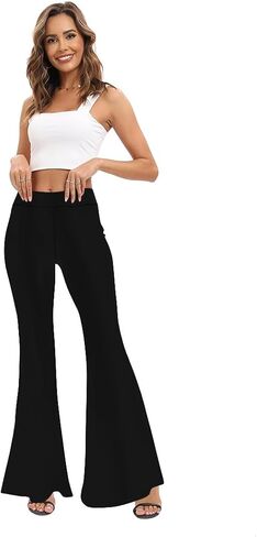WSPLYSPJY Women's Print Stretch Bell Bottom Flare Palazzo Pants Trousers in Saudi Arabia