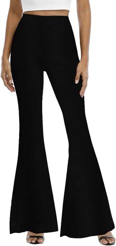 WSPLYSPJY Women's Print Stretch Bell Bottom Flare Palazzo Pants Trousers in Saudi Arabia