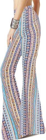 WSPLYSPJY Women's Print Stretch Bell Bottom Flare Palazzo Pants Trousers in Saudi Arabia
