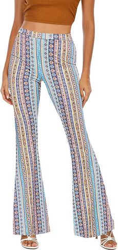 WSPLYSPJY Women's Print Stretch Bell Bottom Flare Palazzo Pants Trousers in Saudi Arabia