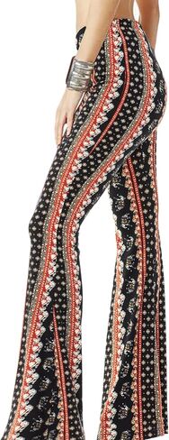 WSPLYSPJY Women's Print Stretch Bell Bottom Flare Palazzo Pants Trousers in Kuwait