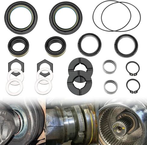 Front Axle Vaccum Knuckle & Tube Seal Kit Compatible with Ford 1998-2004 F250 F350 F450 F550 Super Duty Excursion Dana 50 60, Front Axle Seals, Front Axle Oil Seal Kit, Replace 50491, 50381, 41784-2 in Kuwait
