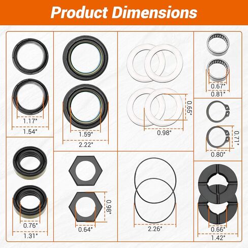 Front Axle Vaccum Knuckle & Tube Seal Kit Compatible with Ford 1998-2004 F250 F350 F450 F550 Super Duty Excursion Dana 50 60, Front Axle Seals, Front Axle Oil Seal Kit, Replace 50491, 50381, 41784-2 in Kuwait