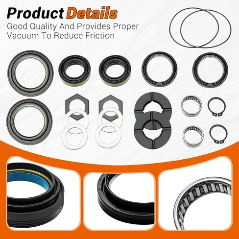 Front Axle Vaccum Knuckle & Tube Seal Kit Compatible with Ford 1998-2004 F250 F350 F450 F550 Super Duty Excursion Dana 50 60, Front Axle Seals, Front Axle Oil Seal Kit, Replace 50491, 50381, 41784-2 in Kuwait