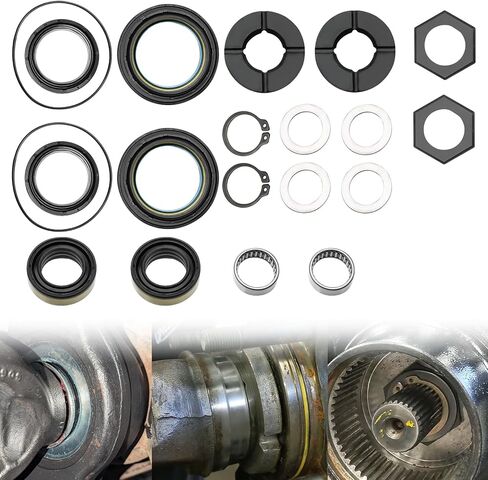 Front Axle Vaccum Knuckle & Tube Seal Kit Compatible with Ford 1998-2004 F250 F350 F450 F550 Super Duty Excursion Dana 50 60, Front Axle Seals, Front Axle Oil Seal Kit, Replace 50491, 50381, 41784-2 in Kuwait