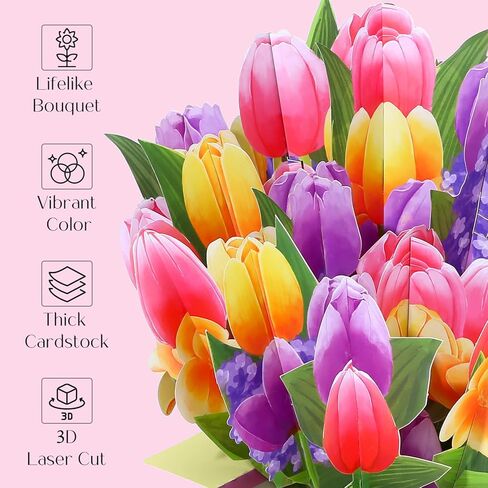 kesote ورقة زهرة باقة يطفو على السطح بطاقات، الخزامى 3D بطاقات عيد ميلاد منبثقة، بطاقات المعايدة، بطاقات الذكرى السنوية، بطاقات التمنيات بالشفاء قريبا هدايا للنساء زوجة أمي أصدقاء الإناث in Kuwait