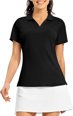 Rdruko Women's Golf Polo قمصان جافة Fit Fit Collared Tennis Tennis Disual Work Terts v الرقبة رطوبة الفتل القصيرة in Kuwait