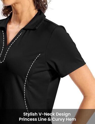 Rdruko Women's Golf Polo قمصان جافة Fit Fit Collared Tennis Tennis Disual Work Terts v الرقبة رطوبة الفتل القصيرة in Kuwait