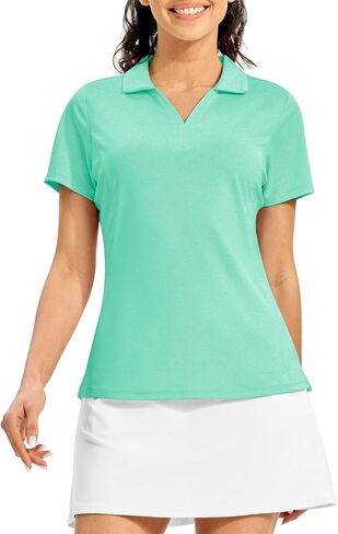 Rdruko Women's Golf Polo Shirts Dry Fit Collared Tennis Casual Work Shirts V Neck Moisture Wicking Short Sleeve in Kuwait