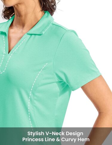 Rdruko Women's Golf Polo Shirts Dry Fit Collared Tennis Casual Work Shirts V Neck Moisture Wicking Short Sleeve in Kuwait