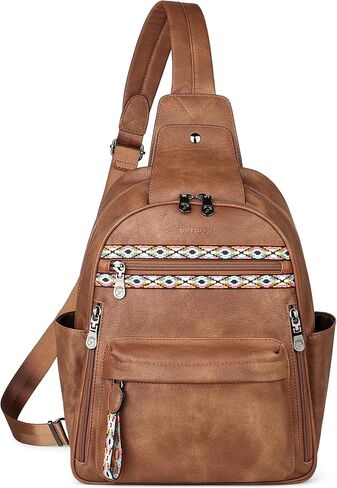 FADEON Sling Bag for Women Large Crossbody Purse Sling Backpack PU Leather Designer Anti Theft Sling Bags 4 RFID Card Slot in Saudi Arabia