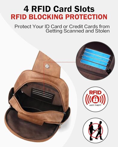 FADEON Sling Bag for Women Large Crossbody Purse Sling Backpack PU Leather Designer Anti Theft Sling Bags 4 RFID Card Slot in Saudi Arabia
