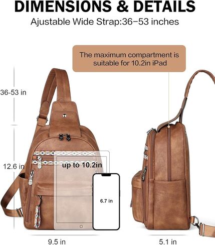 FADEON Sling Bag for Women Large Crossbody Purse Sling Backpack PU Leather Designer Anti Theft Sling Bags 4 RFID Card Slot in Saudi Arabia