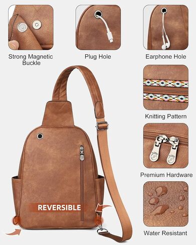FADEON Sling Bag for Women Large Crossbody Purse Sling Backpack PU Leather Designer Anti Theft Sling Bags 4 RFID Card Slot in Saudi Arabia