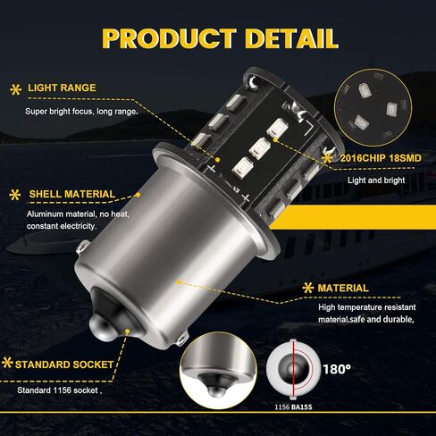 Everbright 1156 BA15S CAR CAR TULD LIGNBLB 1003 7506 1141 18SMD 2016 LED LED for tail RV Camper Trunk Lights ، Green ، Pack of 6 in Kuwait
