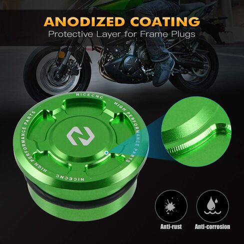 ختم ثقب إطار الدراجات النارية من الألومنيوم متوافق مع Kawasaki KLR650 1987-2024 ، مقابس الإطار ، غطاء فتحة الإطار ، ملحقات KLR650 ، CNC ، الأنود ، الأخضر in Kuwait
