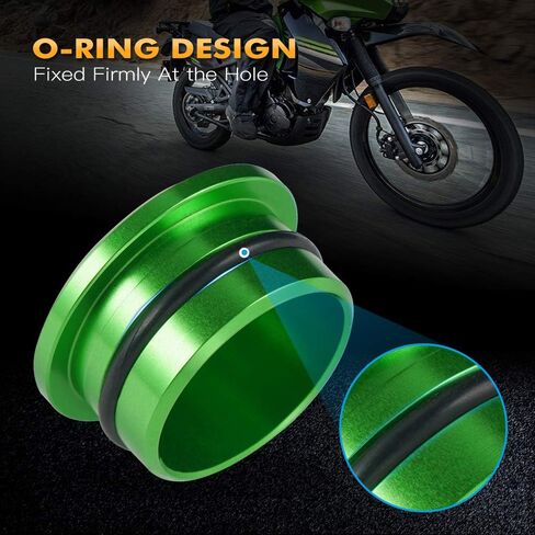 ختم ثقب إطار الدراجات النارية من الألومنيوم متوافق مع Kawasaki KLR650 1987-2024 ، مقابس الإطار ، غطاء فتحة الإطار ، ملحقات KLR650 ، CNC ، الأنود ، الأخضر in Kuwait