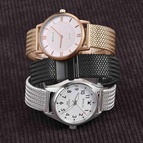 WOCCI Elite Metal Watch Band for Women and Men, Mesh Woven, 316L Stainless Steel, Quick Release, Upgraded Fold Clasp, Strap Width 14mm 16mm 18mm 20mm 22mm in Kuwait