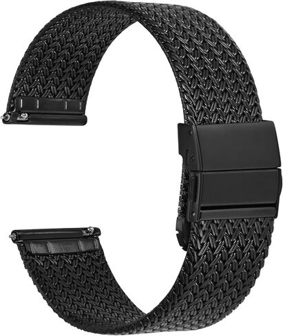 WOCCI Elite Metal Watch Band for Women and Men, Mesh Woven, 316L Stainless Steel, Quick Release, Upgraded Fold Clasp, Strap Width 14mm 16mm 18mm 20mm 22mm in Kuwait